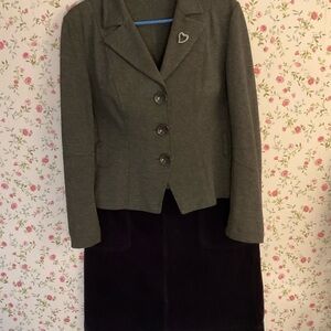 Women's Gray Blazer with Talbots navy velvet skirt